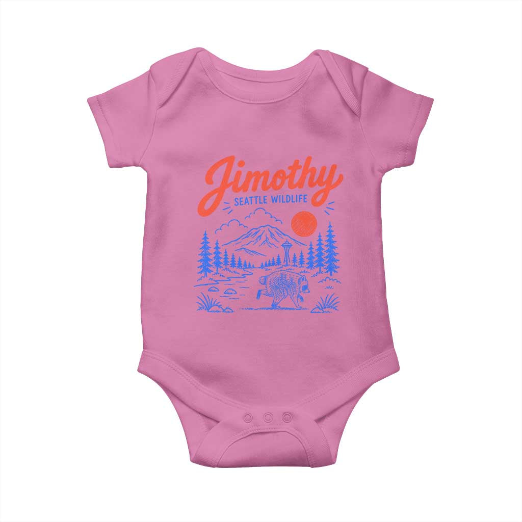Jimothy Seattle Raccoon Baby Onesie Vintage Graphic Viral Short Spine Trash Panda Wildlife