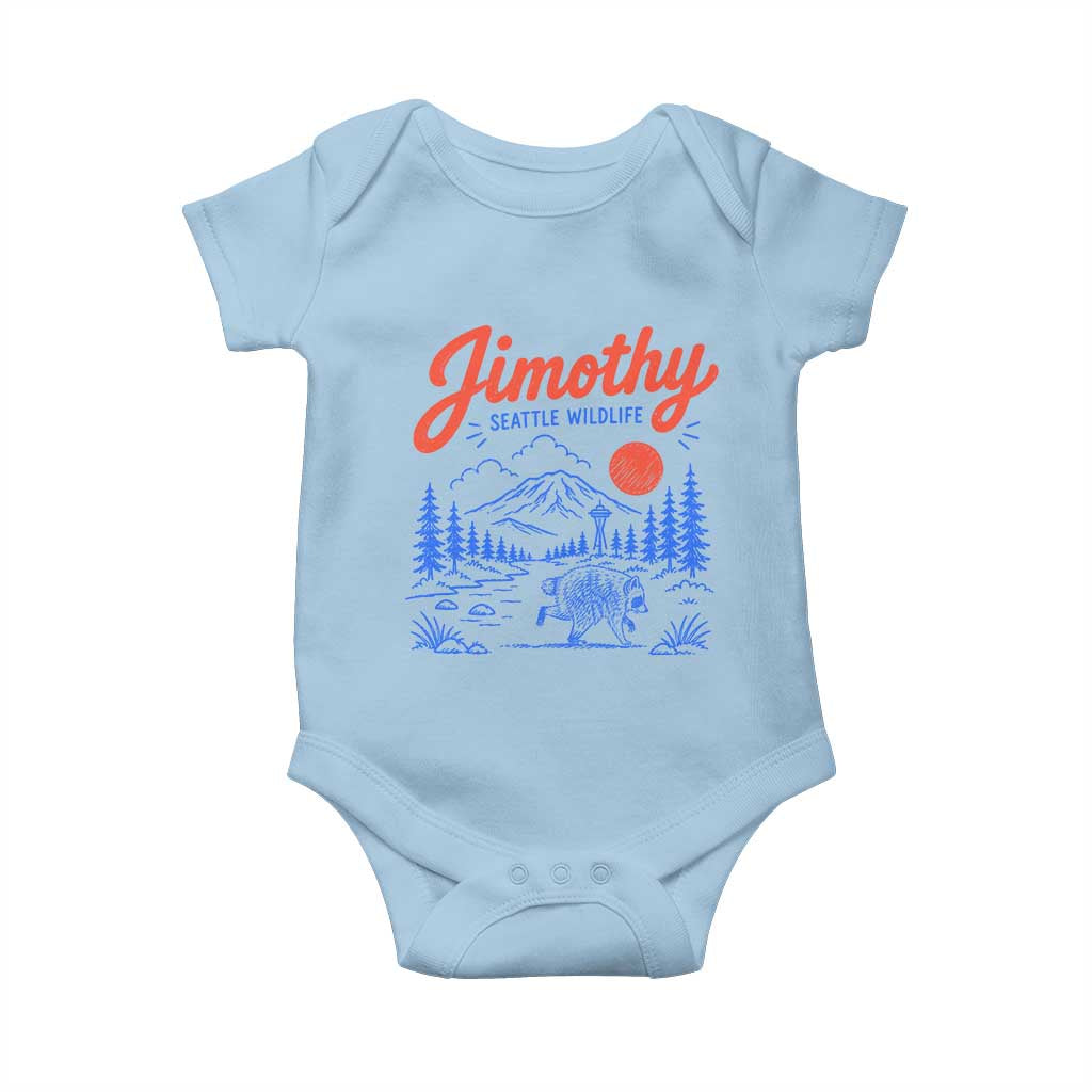 Jimothy Seattle Raccoon Baby Onesie Vintage Graphic Viral Short Spine Trash Panda Wildlife