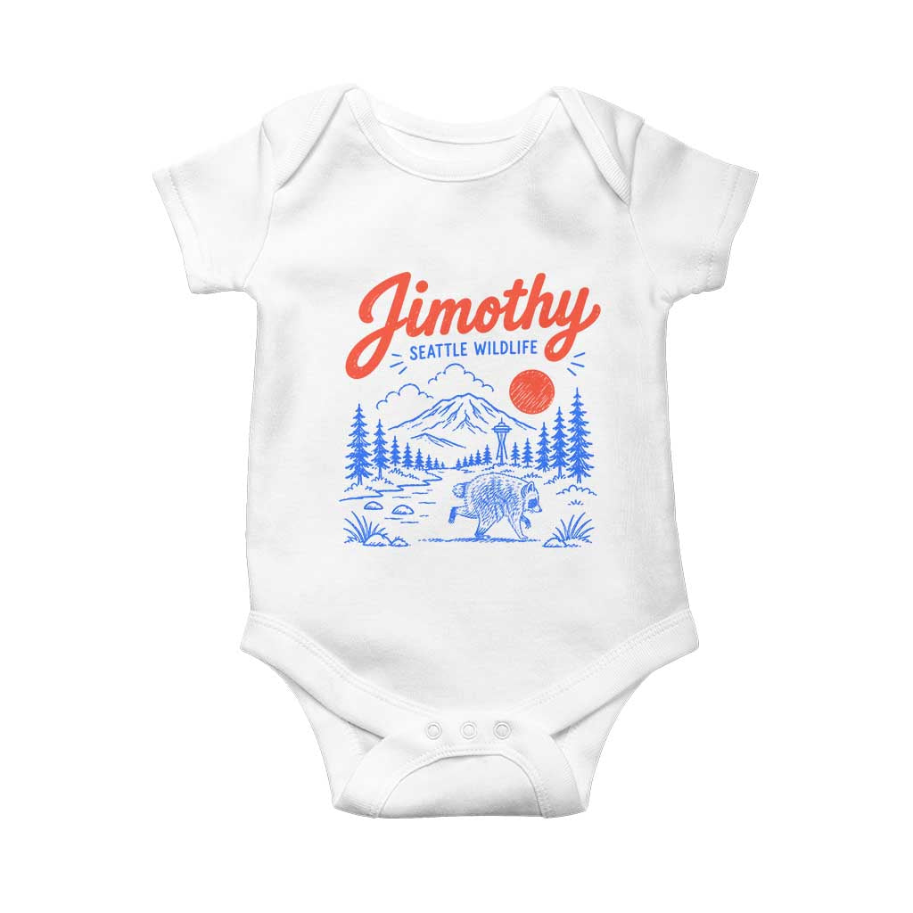 Jimothy Seattle Raccoon Baby Onesie Vintage Graphic Viral Short Spine Trash Panda Wildlife TS10 White Print Your Wear