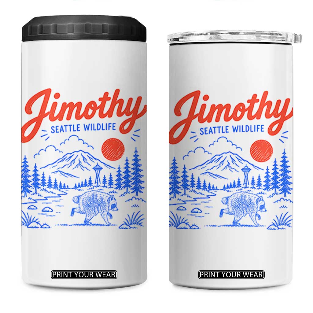 Jimothy Seattle Raccoon 4 in 1 Can Cooler Tumbler Vintage Graphic Viral Short Spine Trash Panda Wildlife