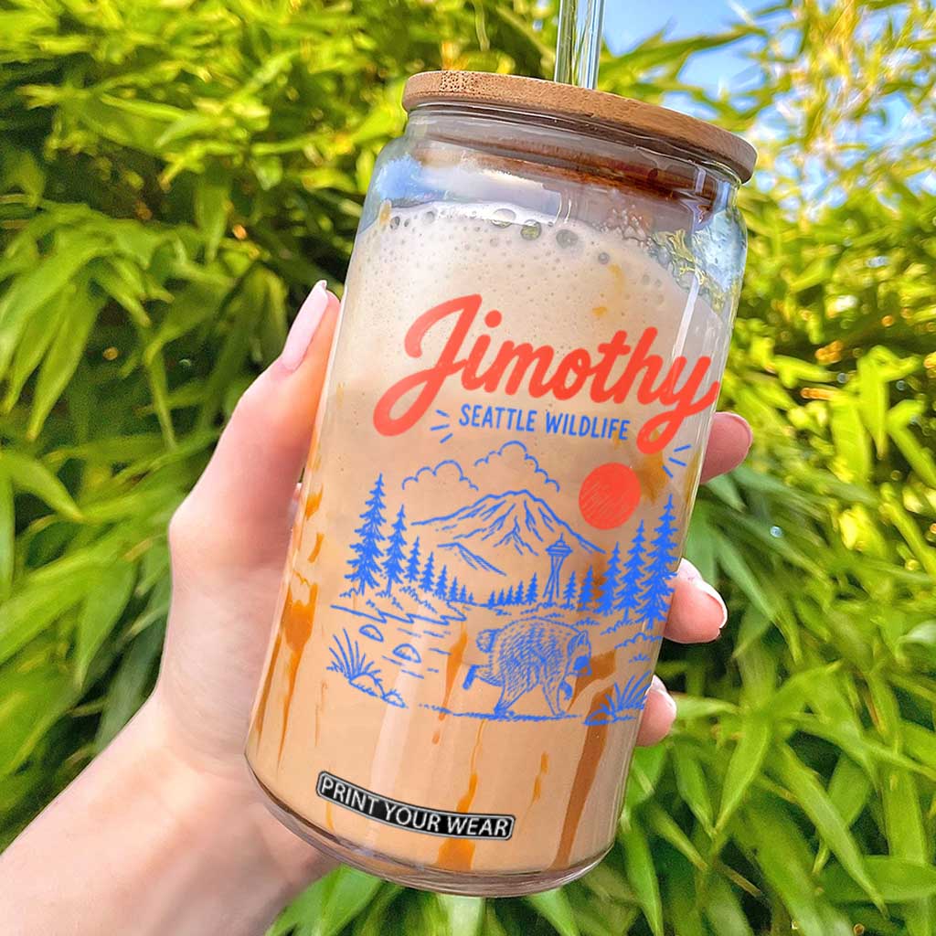 Jimothy Seattle Raccoon Glass Can Vintage Graphic Viral Short Spine Trash Panda Wildlife TS10 White Print Your Wear