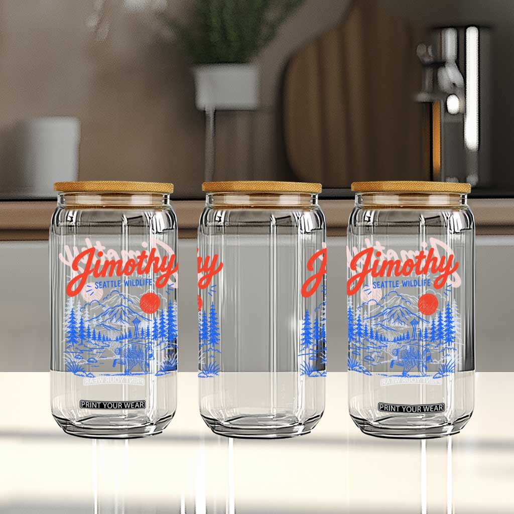 Jimothy Seattle Raccoon Glass Can Vintage Graphic Viral Short Spine Trash Panda Wildlife