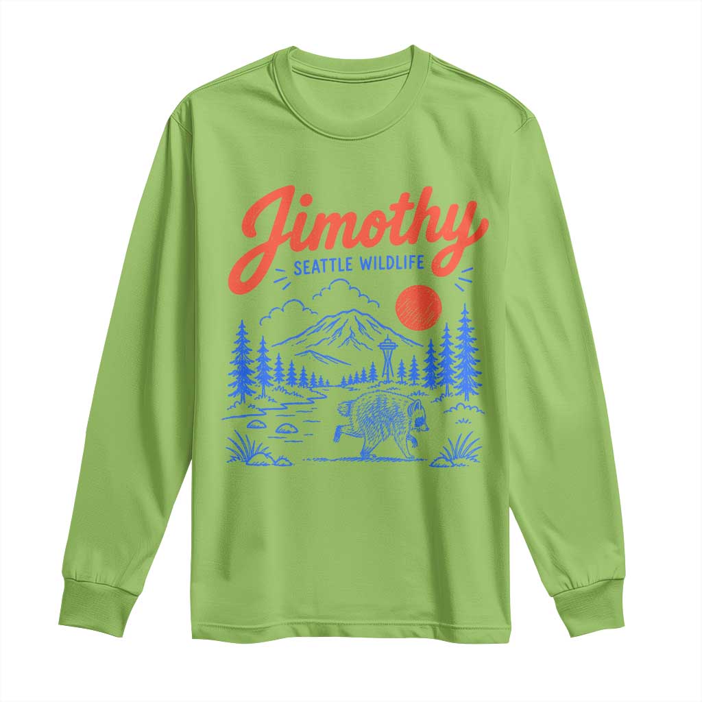 Jimothy Seattle Raccoon Long Sleeve Shirt Vintage Graphic Viral Short Spine Trash Panda Wildlife