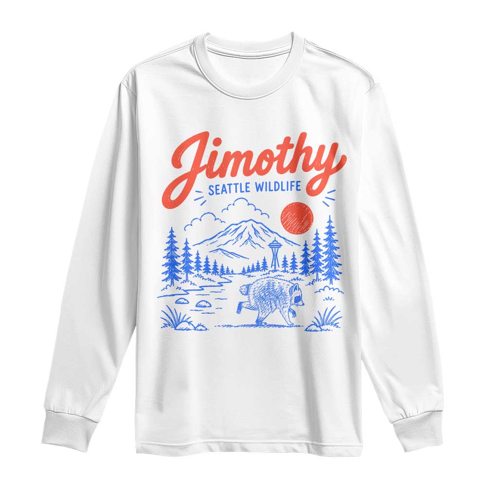 Jimothy Seattle Raccoon Long Sleeve Shirt Vintage Graphic Viral Short Spine Trash Panda Wildlife TS10 White Print Your Wear