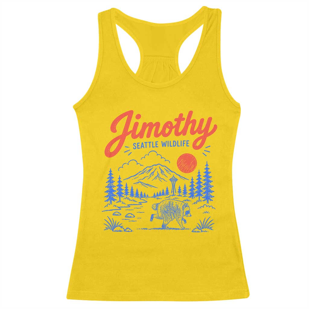 Jimothy Seattle Raccoon Racerback Tank Top Vintage Graphic Viral Short Spine Trash Panda Wildlife