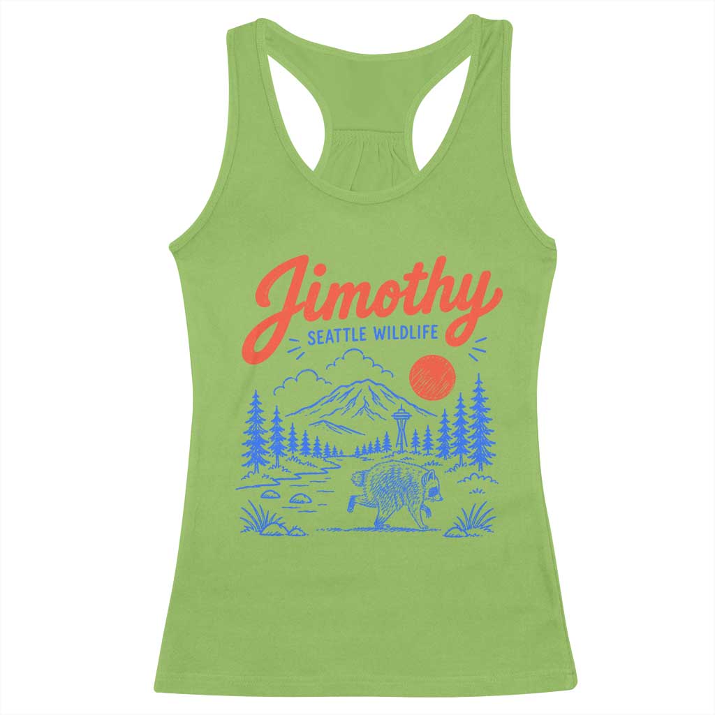Jimothy Seattle Raccoon Racerback Tank Top Vintage Graphic Viral Short Spine Trash Panda Wildlife