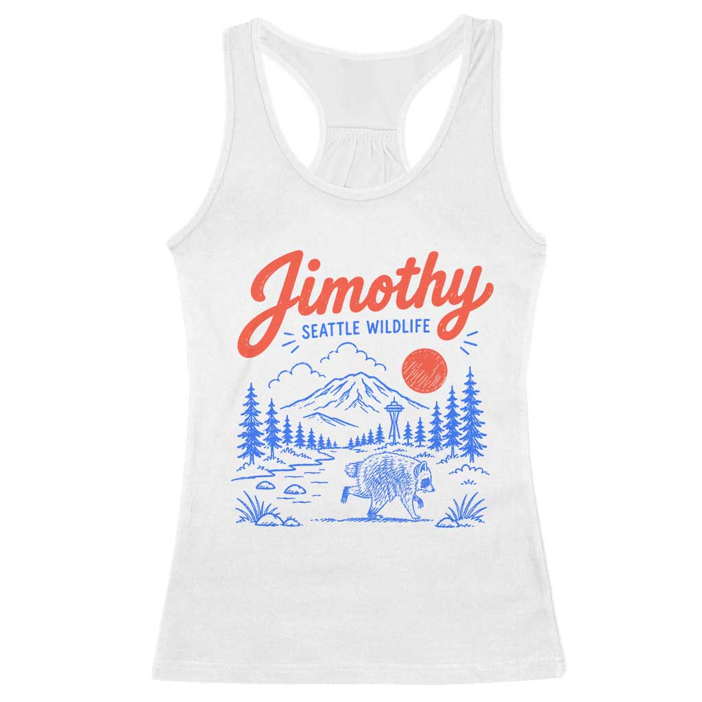 Jimothy Seattle Raccoon Racerback Tank Top Vintage Graphic Viral Short Spine Trash Panda Wildlife TS10 White Print Your Wear
