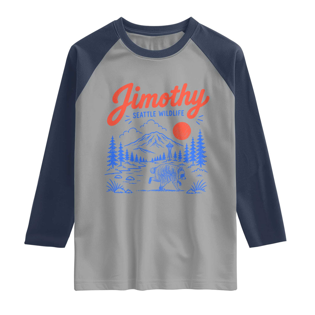 Jimothy Seattle Raccoon Raglan Shirt Vintage Graphic Viral Short Spine Trash Panda Wildlife