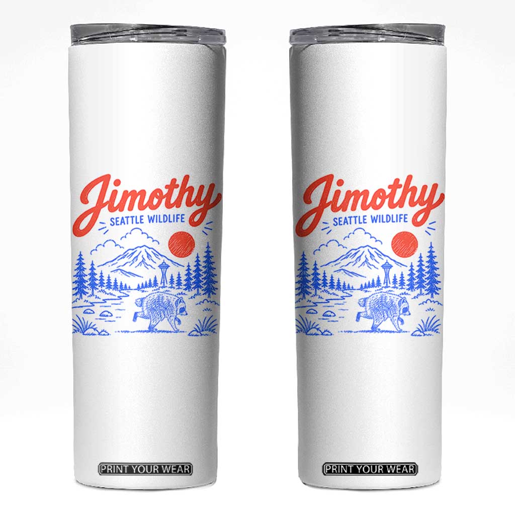 Jimothy Seattle Raccoon Skinny Tumbler Vintage Graphic Viral Short Spine Trash Panda Wildlife TS10 White Print Your Wear