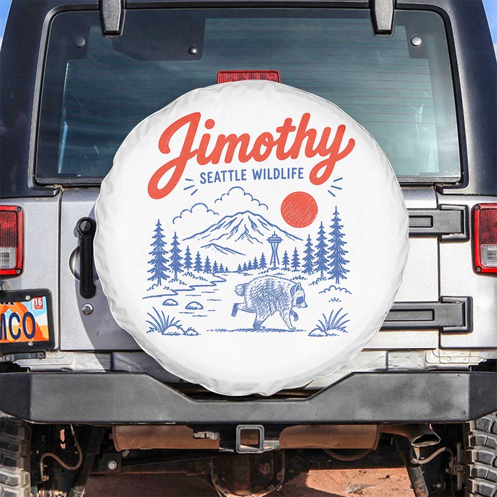 Jimothy Seattle Raccoon Spare Tire Cover Vintage Graphic Viral Short Spine Trash Panda Wildlife TS10 No hole White Print Your Wear