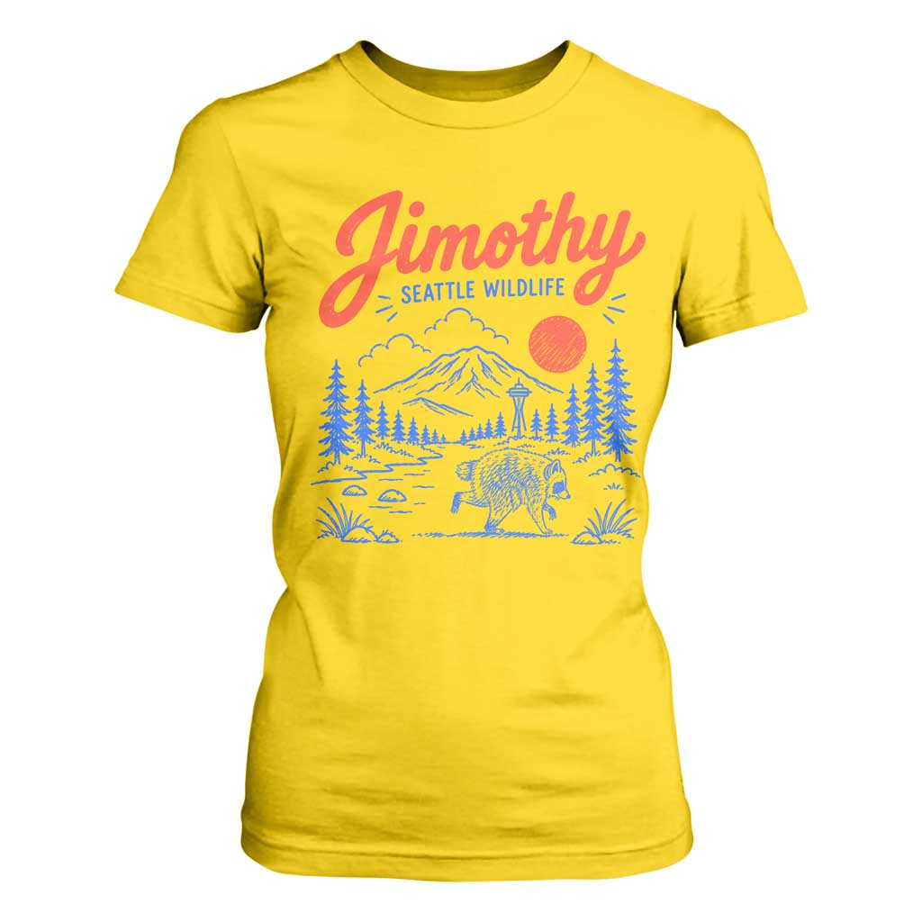 Jimothy Seattle Raccoon T Shirt For Women Vintage Graphic Viral Short Spine Trash Panda Wildlife