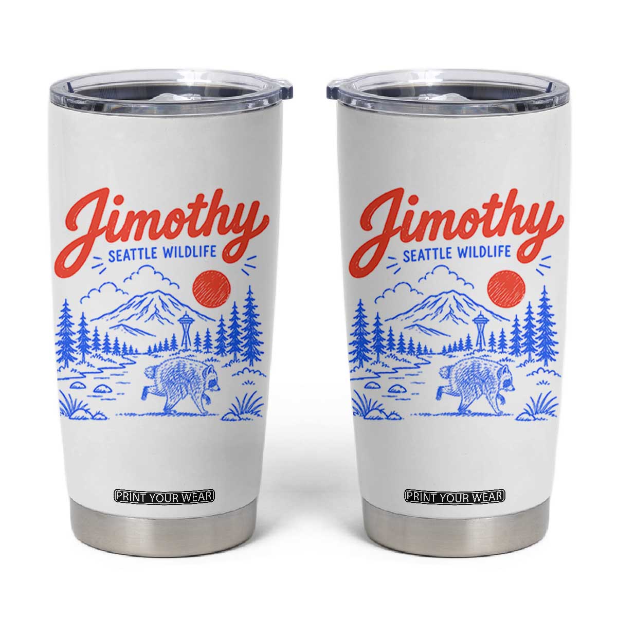 Jimothy Seattle Raccoon Tumbler Cup Vintage Graphic Viral Short Spine Trash Panda Wildlife TS10 White Print Your Wear