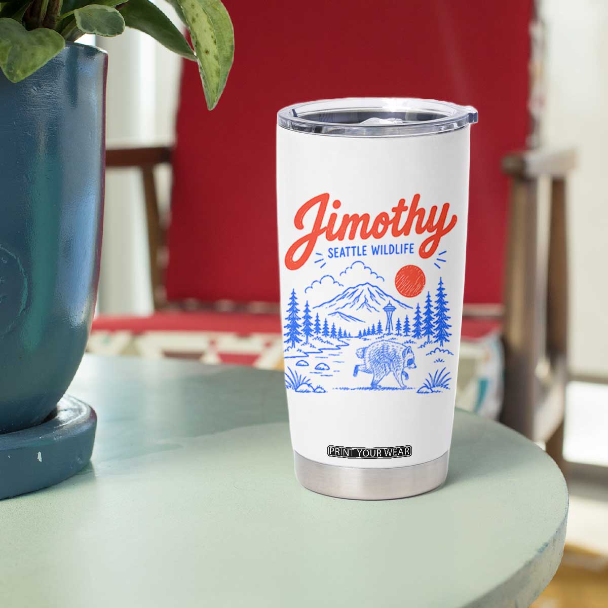 Jimothy Seattle Raccoon Tumbler Cup Vintage Graphic Viral Short Spine Trash Panda Wildlife