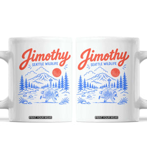 Jimothy Seattle Raccoon Coffee Mug Vintage Graphic Viral Short Spine Trash Panda Wildlife