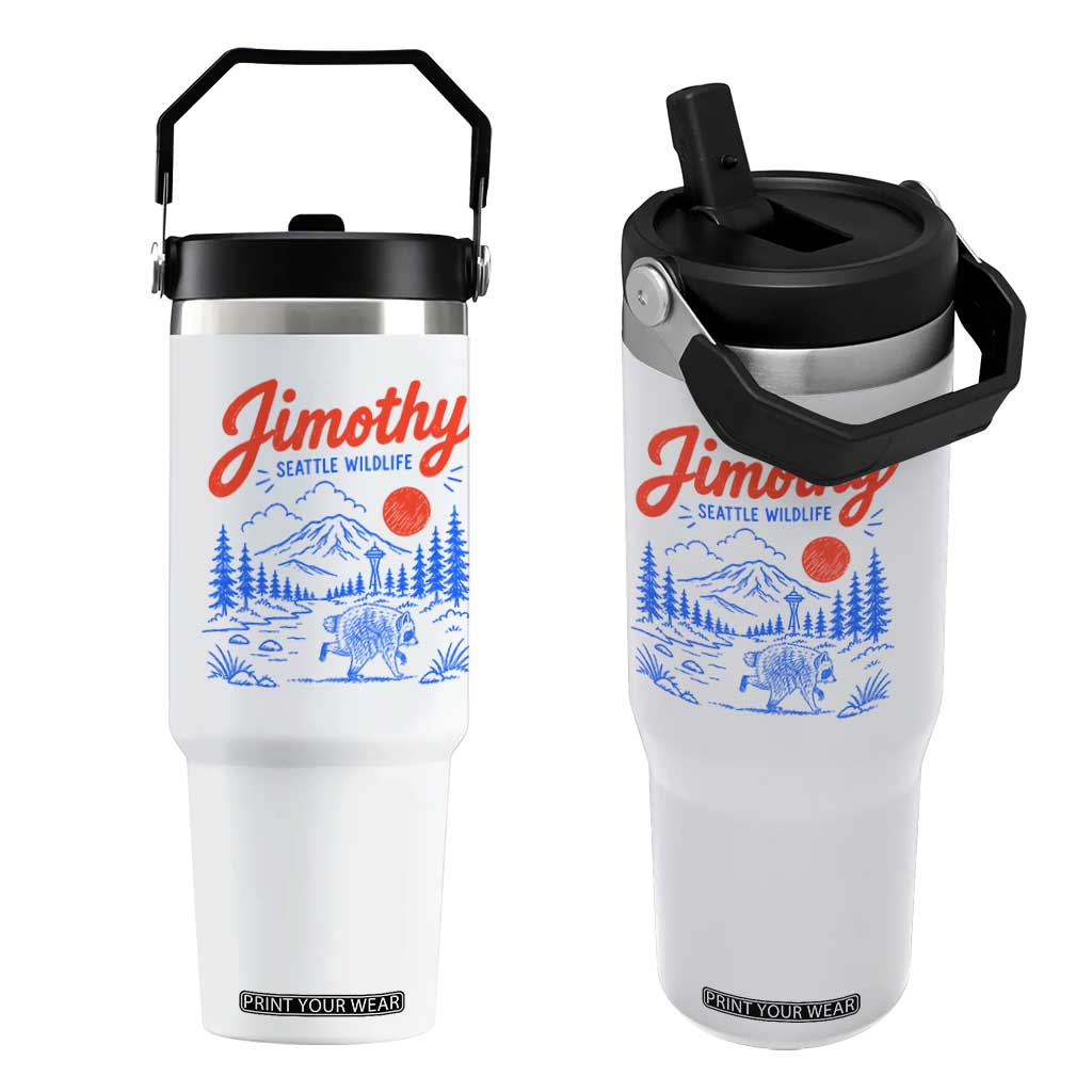 Jimothy Seattle Raccoon Flip Straw Tumbler Vintage Graphic Viral Short Spine Trash Panda Wildlife TS10 One Size: 30 oz White Print Your Wear