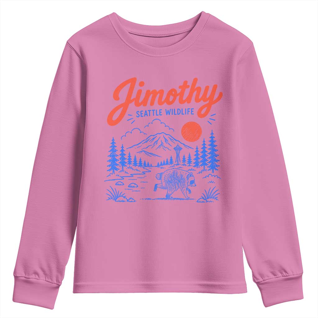 Jimothy Seattle Raccoon Youth Sweatshirt Vintage Graphic Viral Short Spine Trash Panda Wildlife
