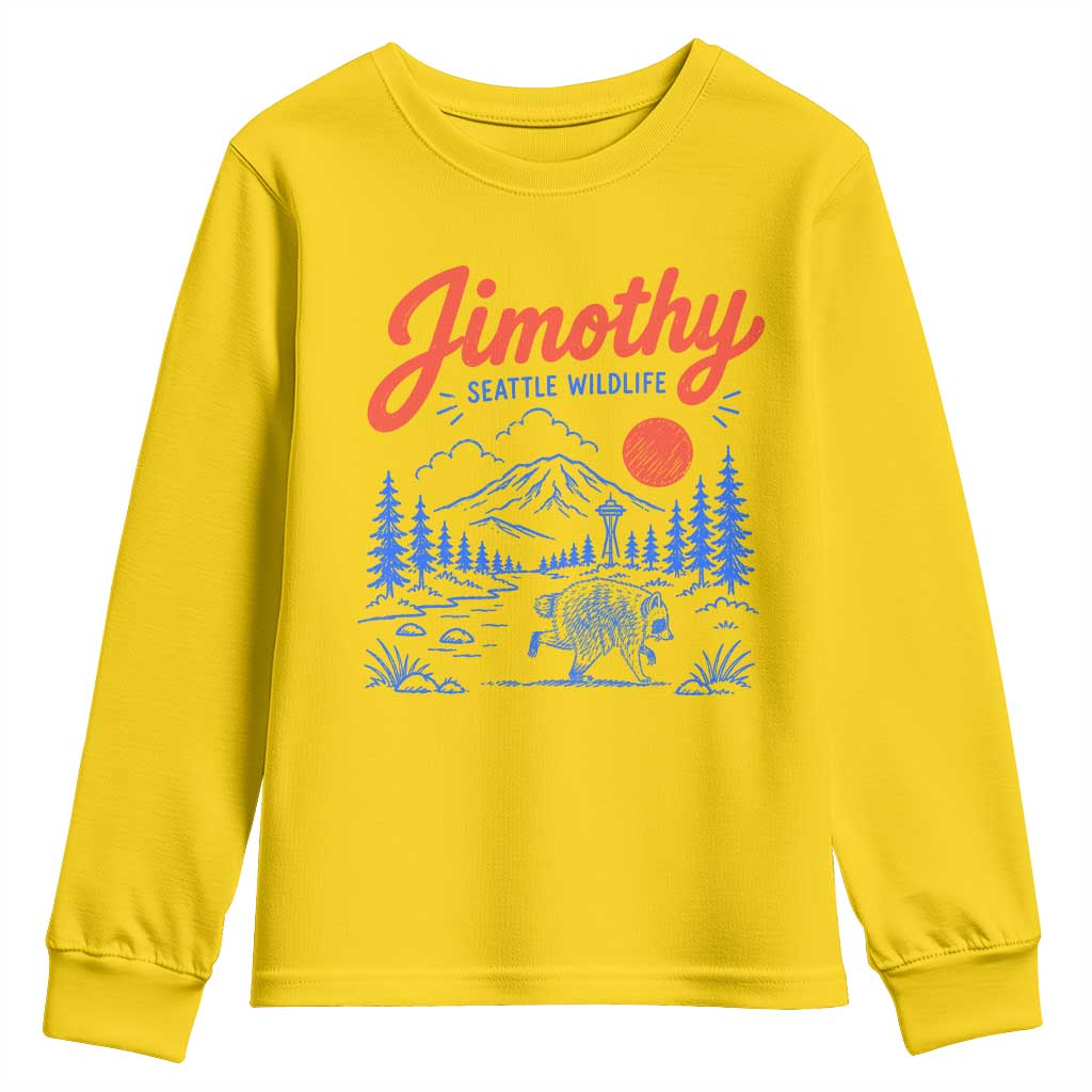 Jimothy Seattle Raccoon Youth Sweatshirt Vintage Graphic Viral Short Spine Trash Panda Wildlife