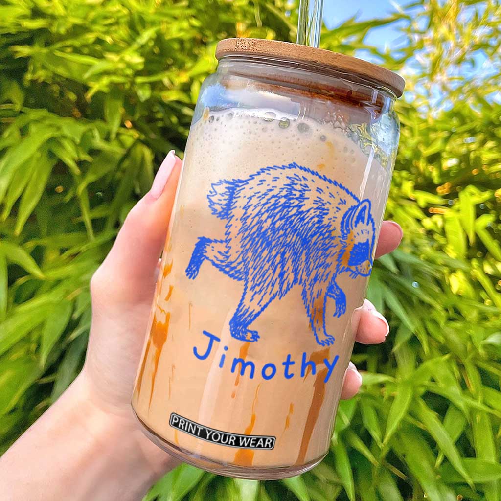 Jimothy Viral Raccoon Glass Can Funny Trash Panda Wildlife TS10 White Print Your Wear