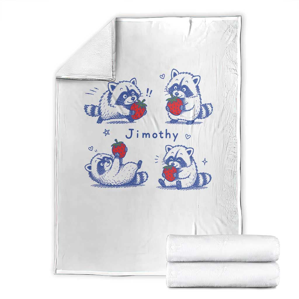 Funny Jimothy Viral Raccoon Throw Blanket Cute Baby Trash Panda Strawberry TS10 White Print Your Wear