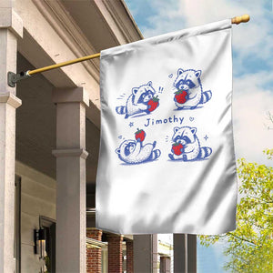 Funny Jimothy Viral Raccoon Garden Flag Cute Baby Trash Panda Strawberry