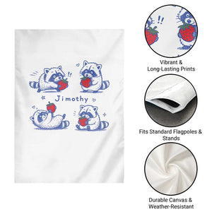 Funny Jimothy Viral Raccoon Garden Flag Cute Baby Trash Panda Strawberry