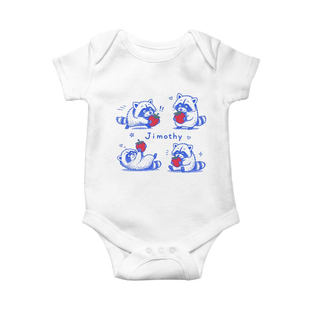 Funny Jimothy Viral Raccoon Baby Onesie Cute Baby Trash Panda Strawberry TS10 White Print Your Wear