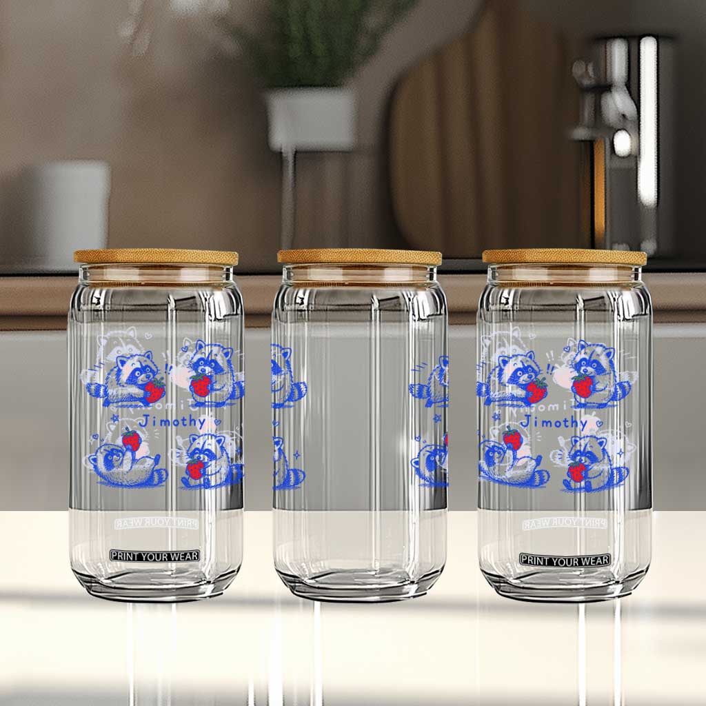 Funny Jimothy Viral Raccoon Glass Can Cute Baby Trash Panda Strawberry