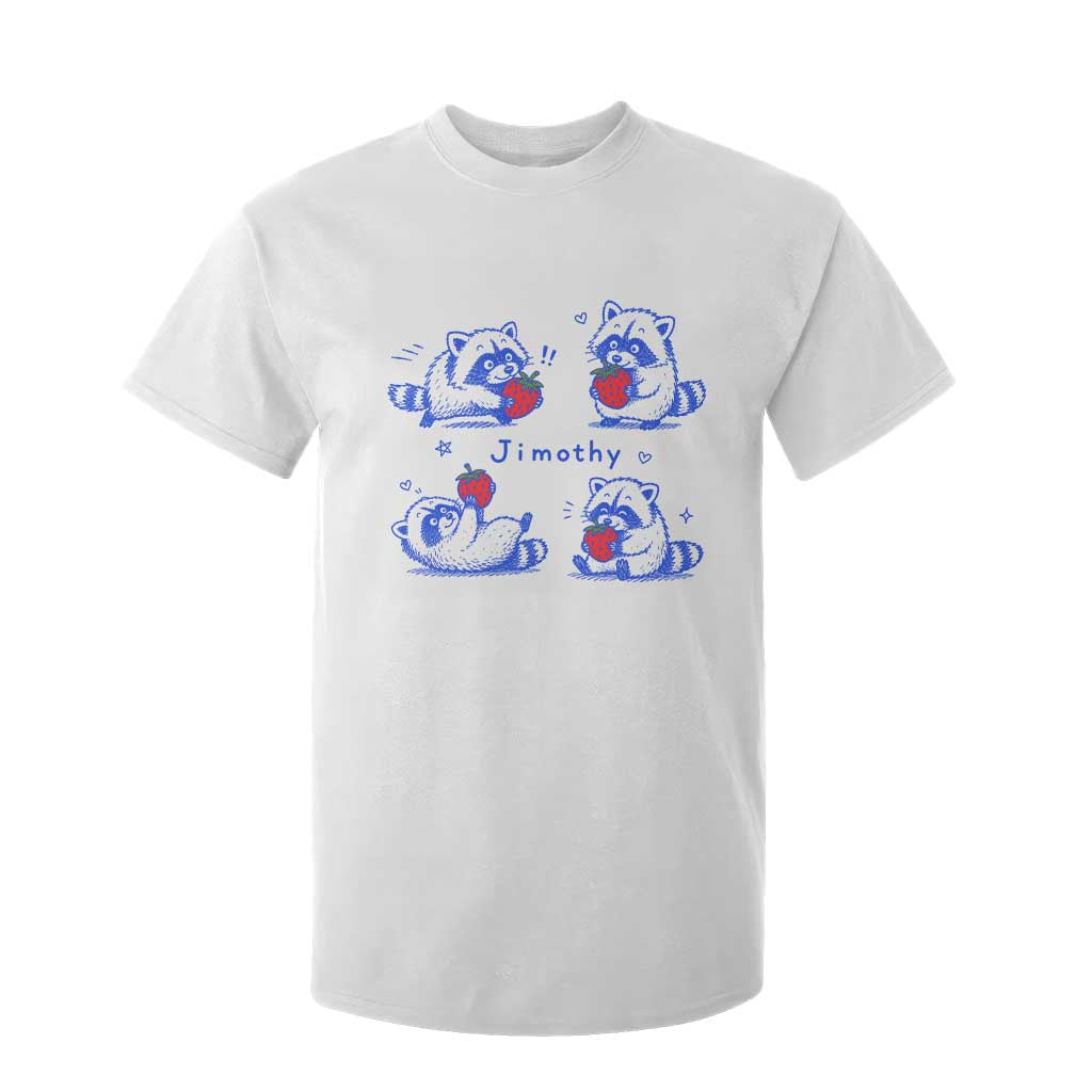 Funny Jimothy Viral Raccoon T Shirt For Kid Cute Baby Trash Panda Strawberry