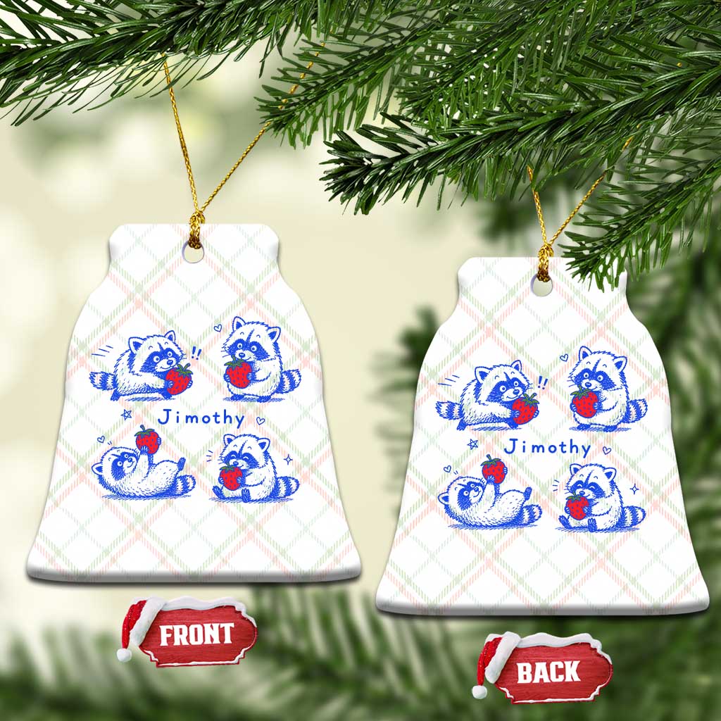 Funny Jimothy Viral Raccoon Ceramic Ornament Cute Baby Trash Panda Strawberry