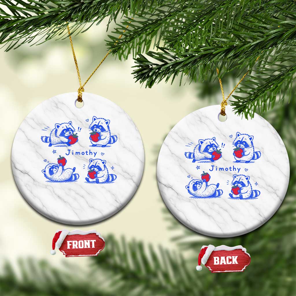 Funny Jimothy Viral Raccoon Ceramic Ornament Cute Baby Trash Panda Strawberry TS10 1pc White Marble Print Your Wear