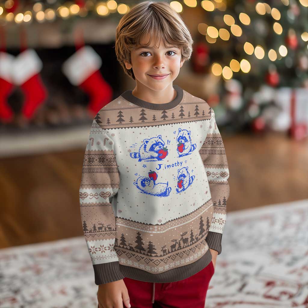 Funny Jimothy Viral Raccoon Ugly Christmas Sweater Cute Baby Trash Panda Strawberry