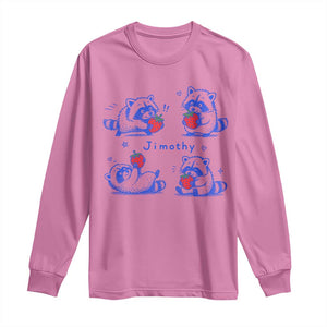Funny Jimothy Viral Raccoon Long Sleeve Shirt Cute Baby Trash Panda Strawberry