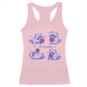 Funny Jimothy Viral Raccoon Racerback Tank Top Cute Baby Trash Panda Strawberry