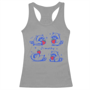 Funny Jimothy Viral Raccoon Racerback Tank Top Cute Baby Trash Panda Strawberry