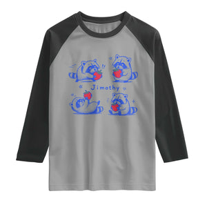 Funny Jimothy Viral Raccoon Raglan Shirt Cute Baby Trash Panda Strawberry