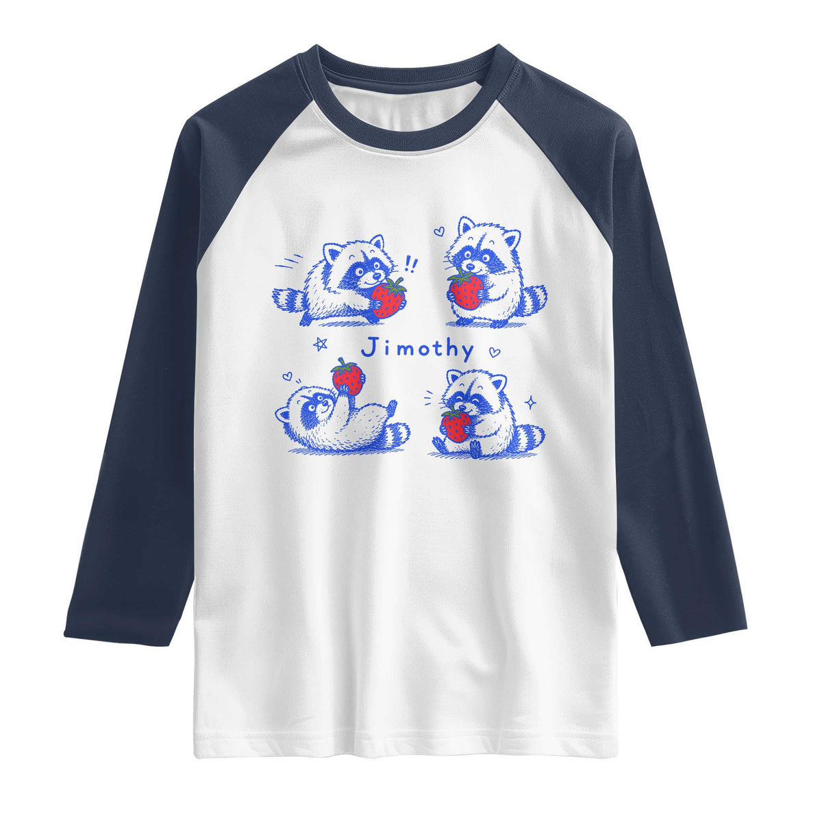 Funny Jimothy Viral Raccoon Raglan Shirt Cute Baby Trash Panda Strawberry