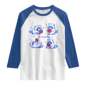 Funny Jimothy Viral Raccoon Raglan Shirt Cute Baby Trash Panda Strawberry