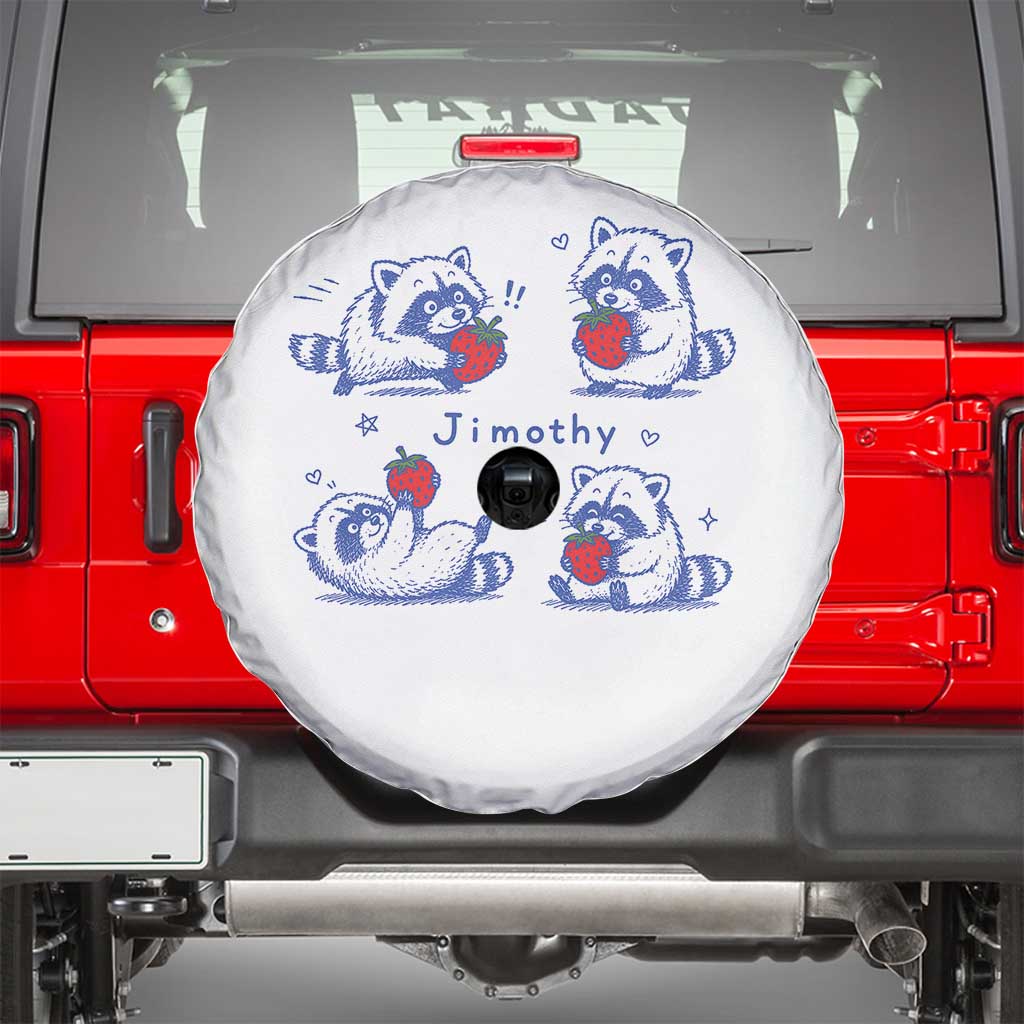 Funny Jimothy Viral Raccoon Spare Tire Cover Cute Baby Trash Panda Strawberry