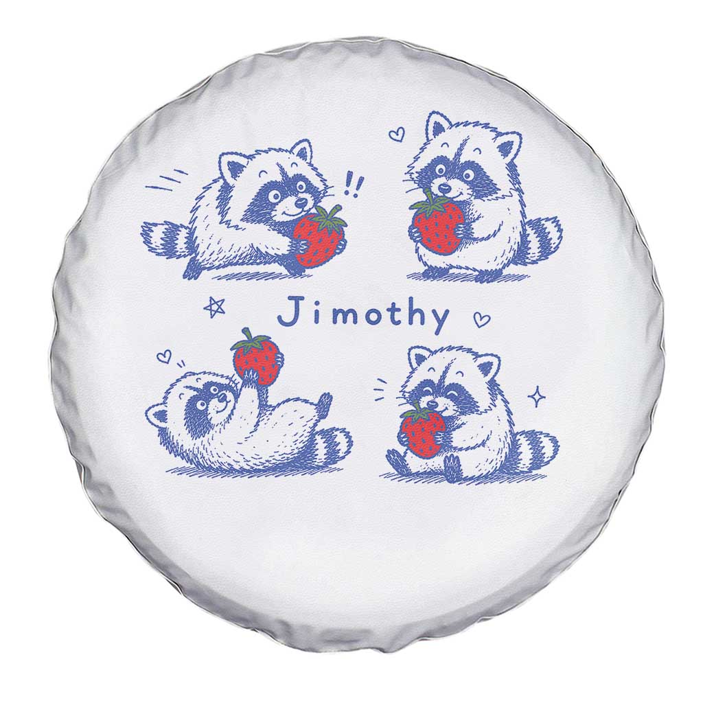 Funny Jimothy Viral Raccoon Spare Tire Cover Cute Baby Trash Panda Strawberry