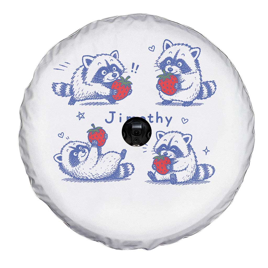 Funny Jimothy Viral Raccoon Spare Tire Cover Cute Baby Trash Panda Strawberry