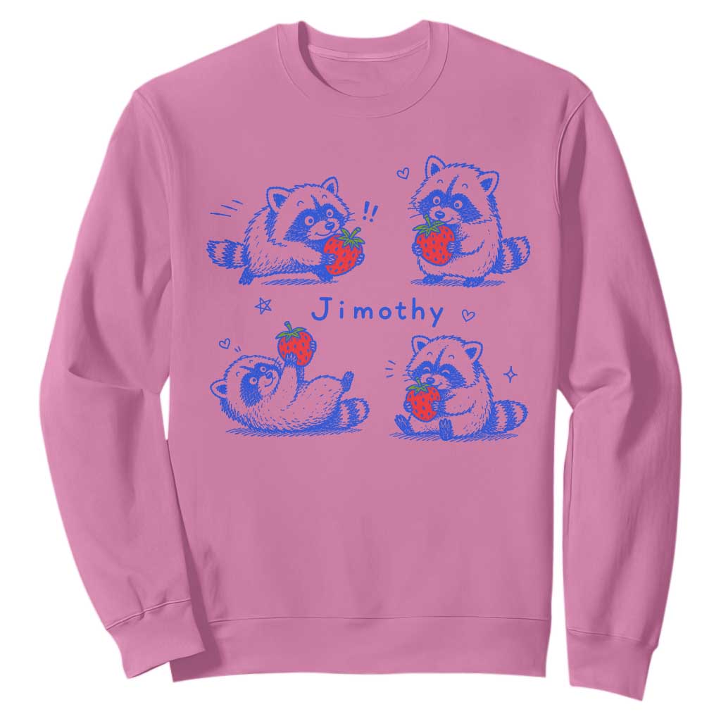 Funny Jimothy Viral Raccoon Sweatshirt Cute Baby Trash Panda Strawberry