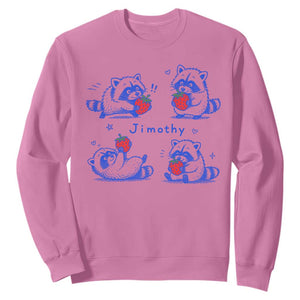 Funny Jimothy Viral Raccoon Sweatshirt Cute Baby Trash Panda Strawberry