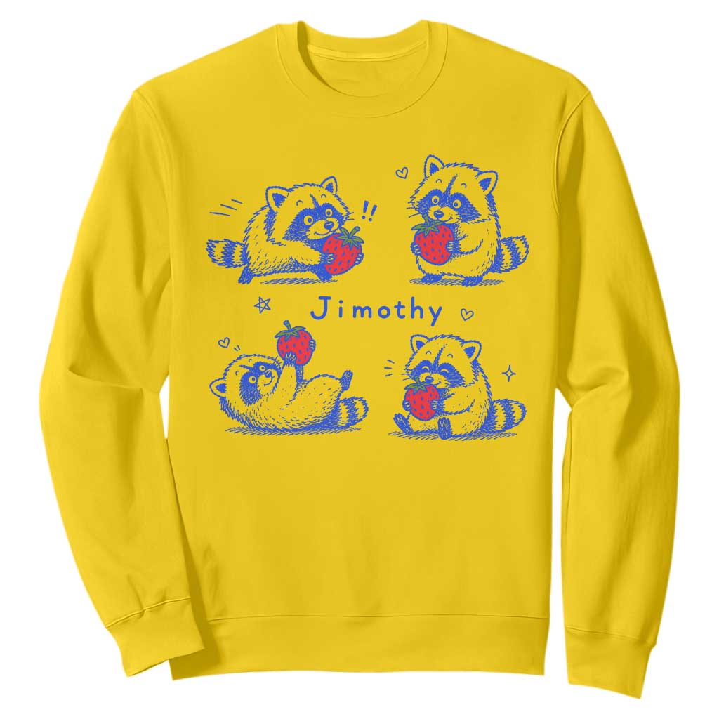 Funny Jimothy Viral Raccoon Sweatshirt Cute Baby Trash Panda Strawberry