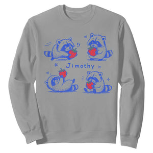 Funny Jimothy Viral Raccoon Sweatshirt Cute Baby Trash Panda Strawberry