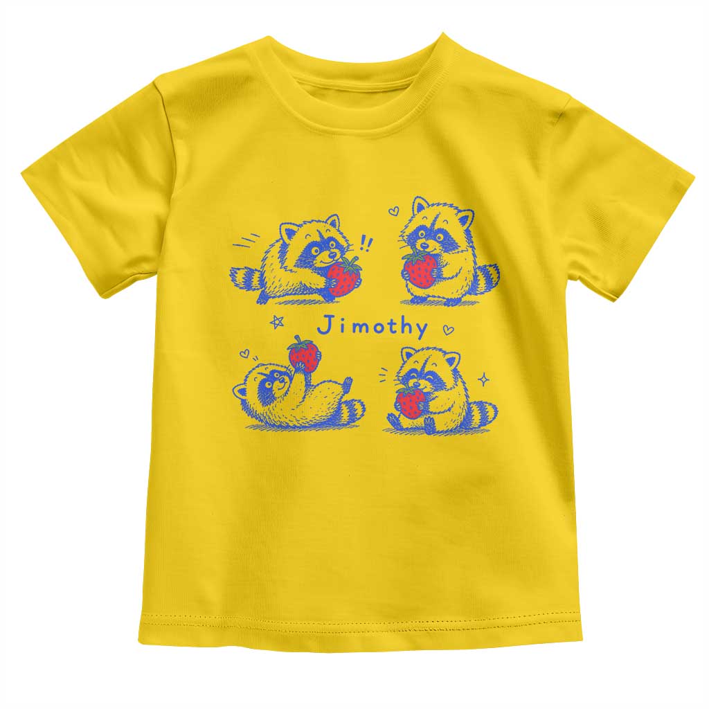 Funny Jimothy Viral Raccoon Toddler T Shirt Cute Baby Trash Panda Strawberry