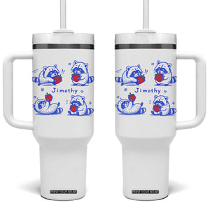 Funny Jimothy Viral Raccoon Tumbler With Handle Cute Baby Trash Panda Strawberry