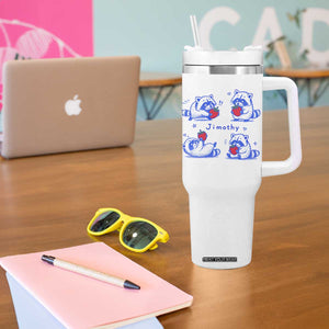 Funny Jimothy Viral Raccoon Tumbler With Handle Cute Baby Trash Panda Strawberry