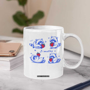 Funny Jimothy Viral Raccoon Coffee Mug Cute Baby Trash Panda Strawberry