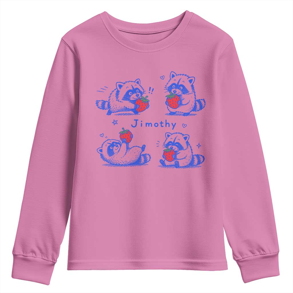 Funny Jimothy Viral Raccoon Youth Sweatshirt Cute Baby Trash Panda Strawberry