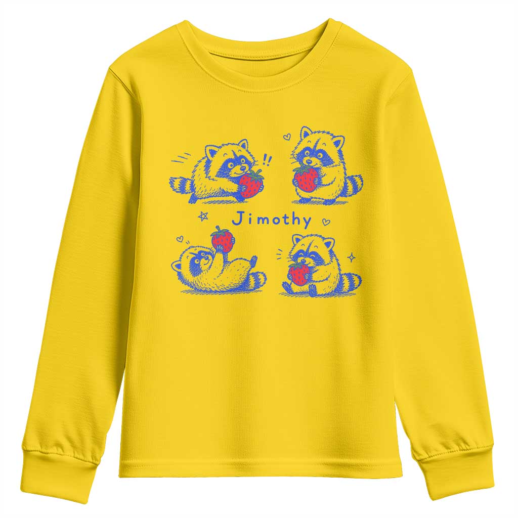 Funny Jimothy Viral Raccoon Youth Sweatshirt Cute Baby Trash Panda Strawberry